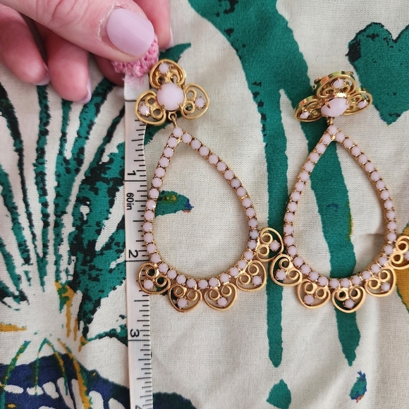 Vintage Kenneth Jay Lane Clip-On Earrings, Pink and Gold - Picture 4 of 5